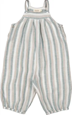 Reese Fine Linen Romper | Dusty Blue Stripe