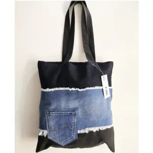 Refine Frayed Denim Embellished Pocket Tote 02