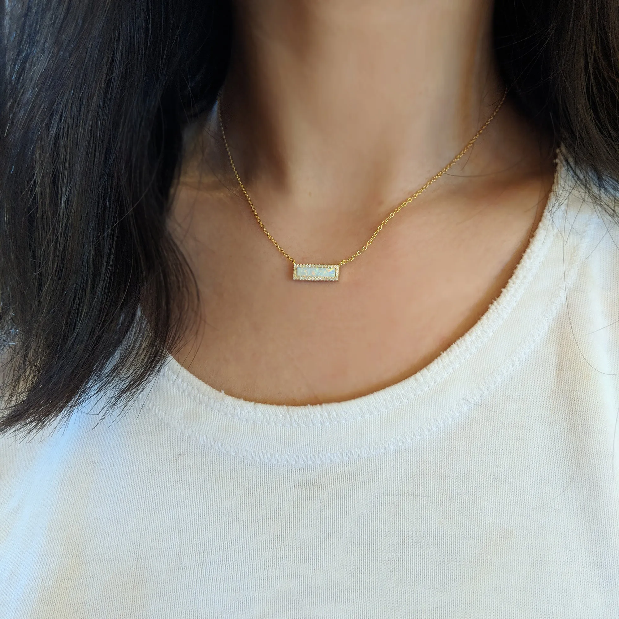 Reflection Opal Bar Necklace