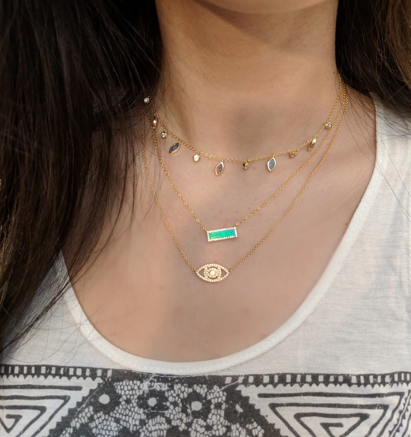 Reflection Opal Bar Necklace