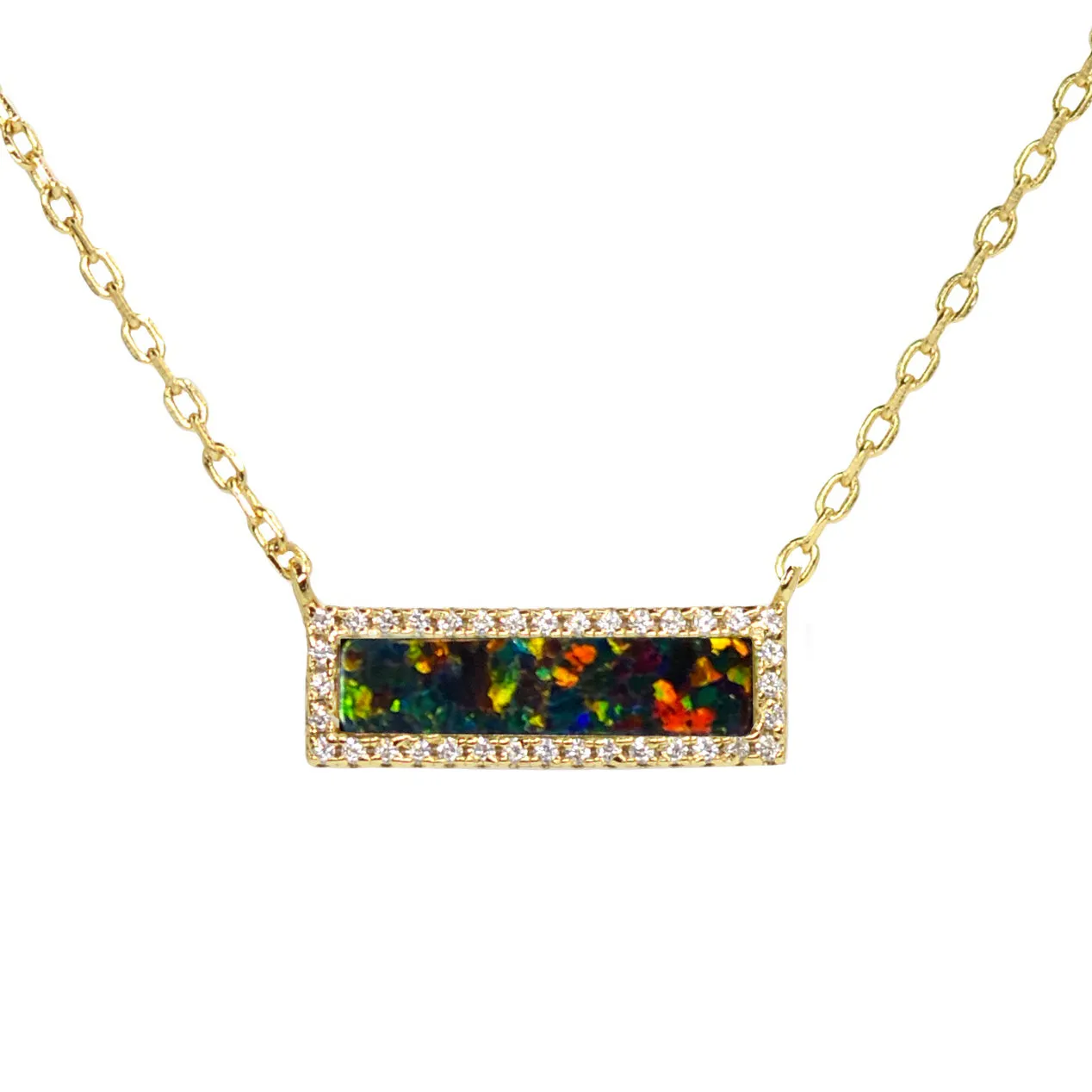 Reflection Opal Bar Necklace