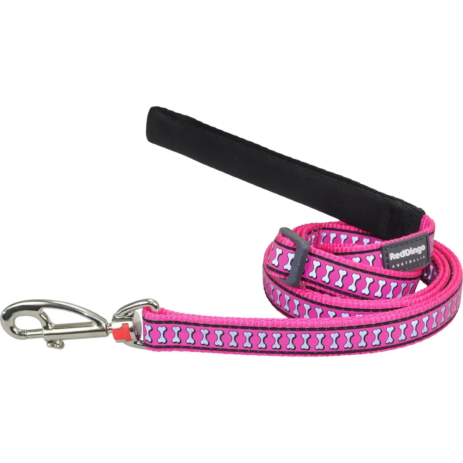 Reflective Bones Hot Pink Dog Leash