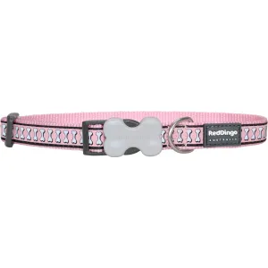 Reflective Bones Pink Dog Collar