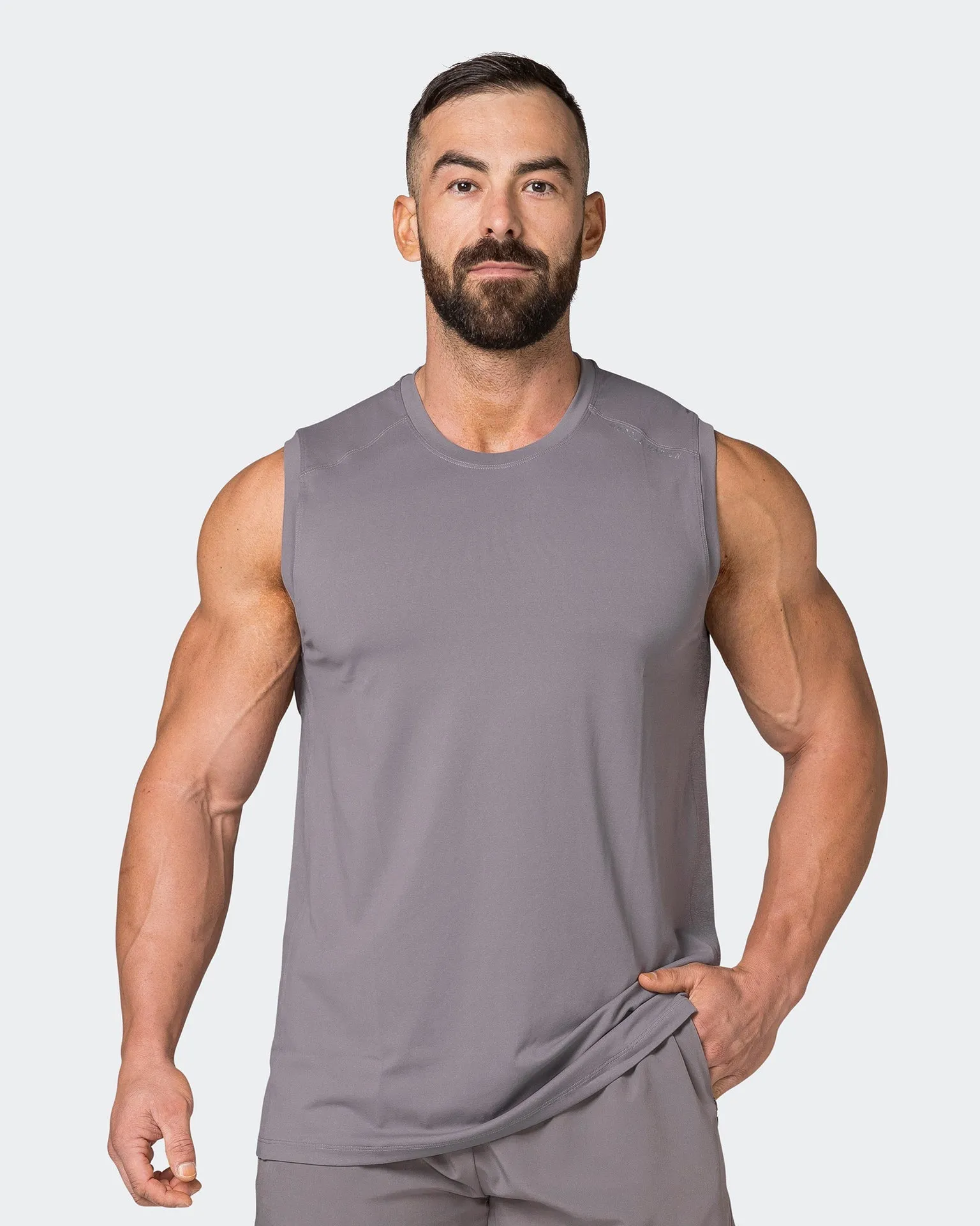 Reflective Running Tank - Pearl Grey