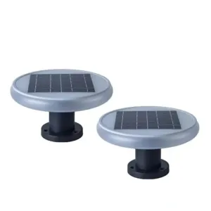 Refurbished Solar Round Main Gate Pillar Decoration Light Waterproof for Home,Garden (Pack of 2)