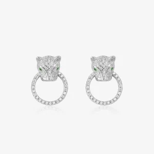 Regal Animal Face Silver Earrings