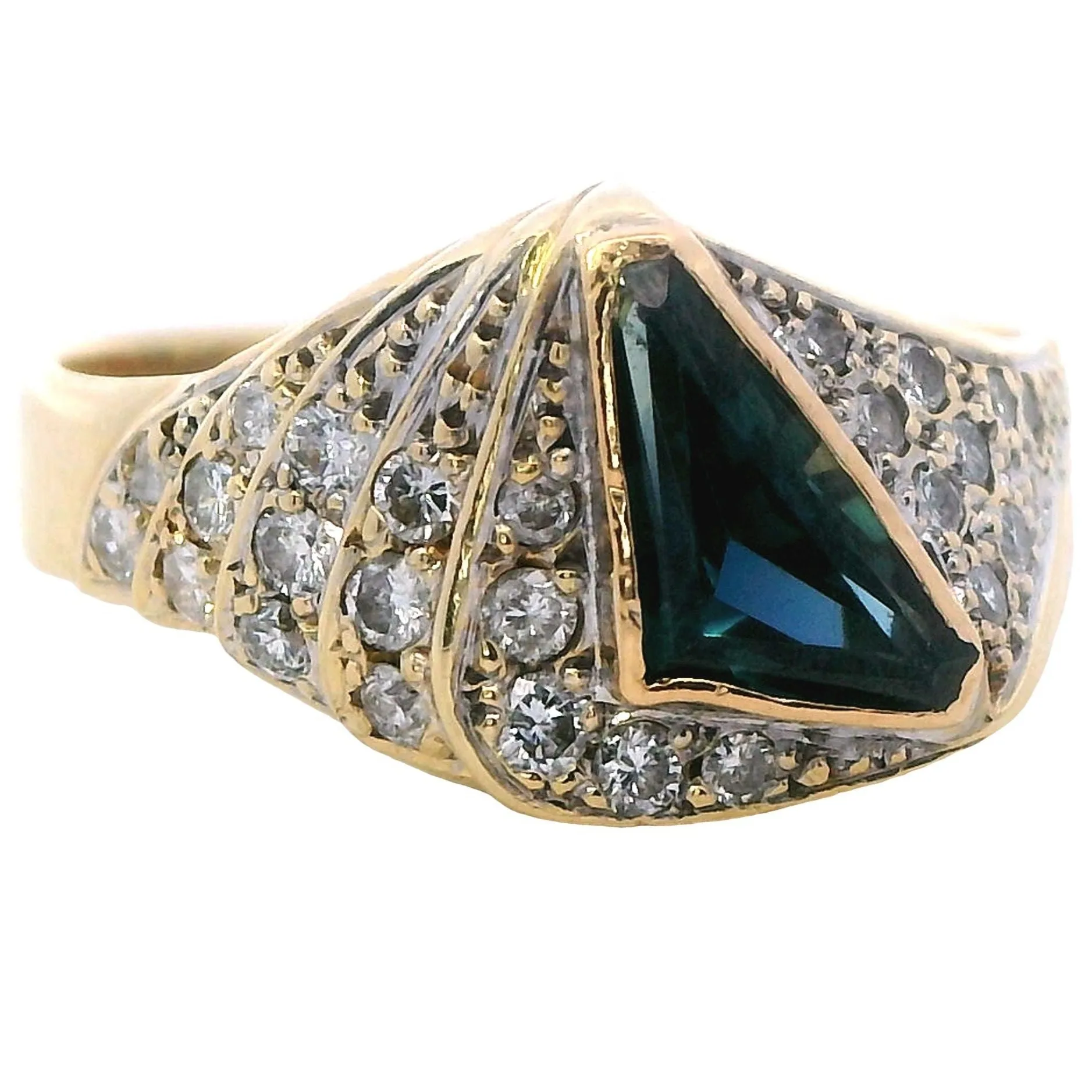 Regal Radiance: 9ct Yellow Gold Sapphire and Diamond Ring - A Symbol of Timeless Elegance