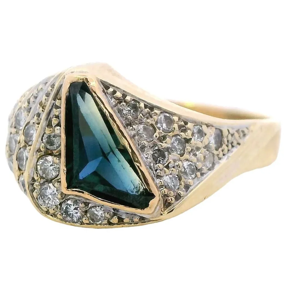 Regal Radiance: 9ct Yellow Gold Sapphire and Diamond Ring - A Symbol of Timeless Elegance