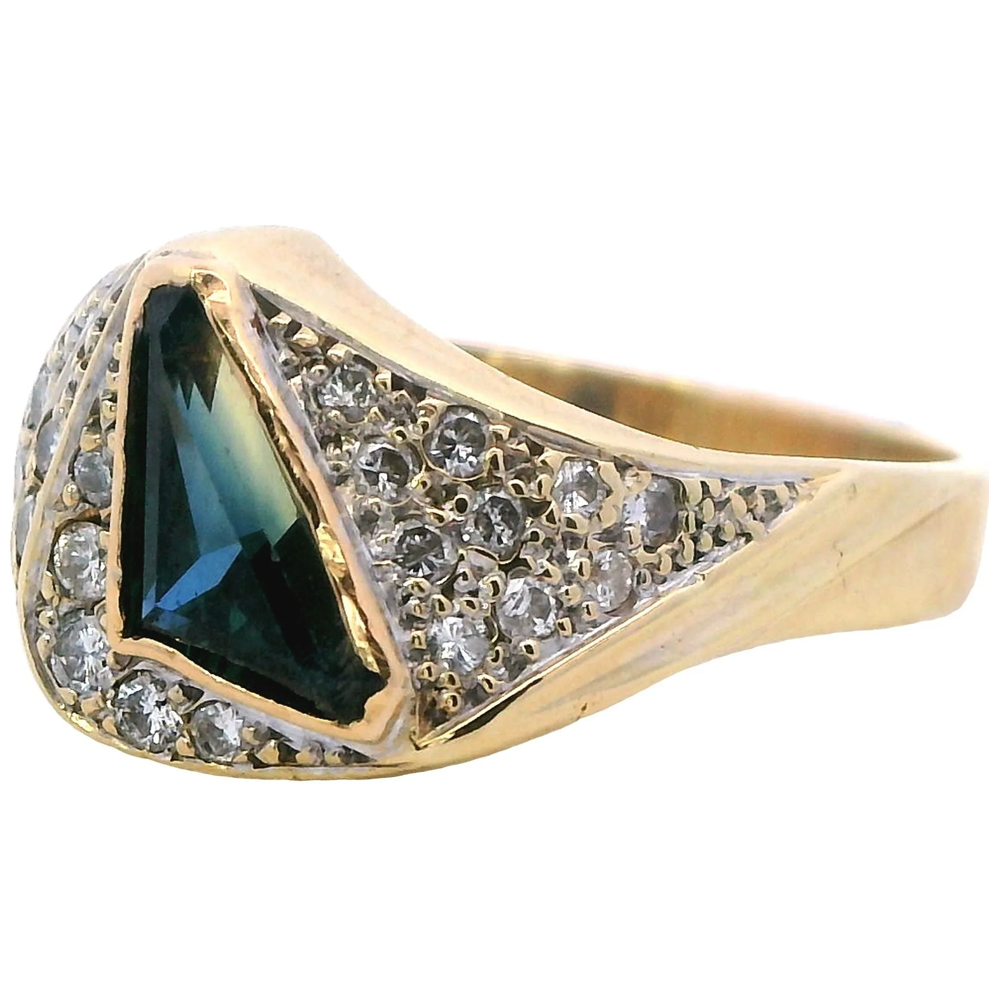 Regal Radiance: 9ct Yellow Gold Sapphire and Diamond Ring - A Symbol of Timeless Elegance