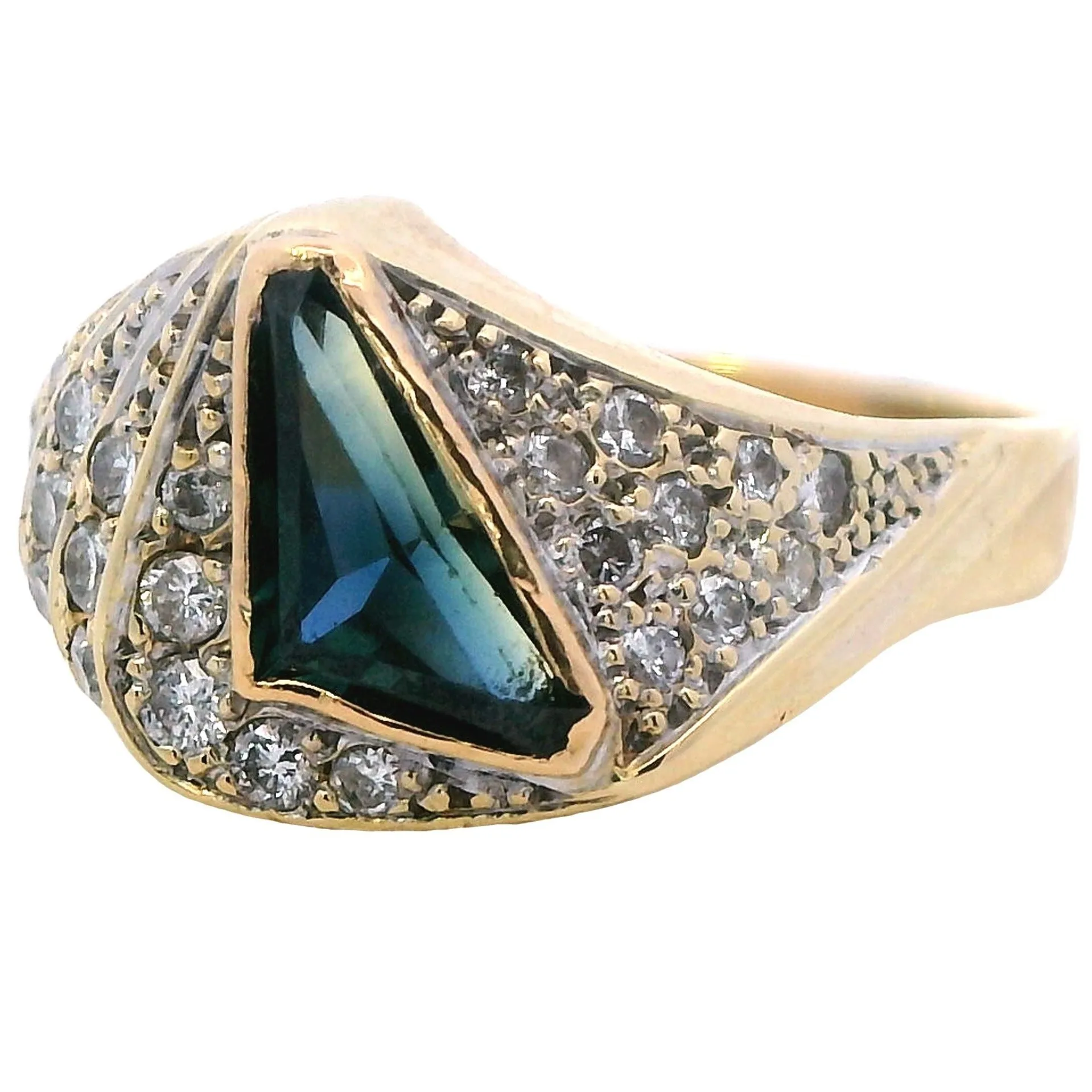 Regal Radiance: 9ct Yellow Gold Sapphire and Diamond Ring - A Symbol of Timeless Elegance