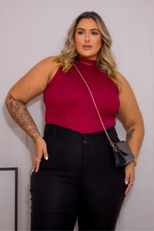 Regata Plus Size Canelada Eloa Bordô