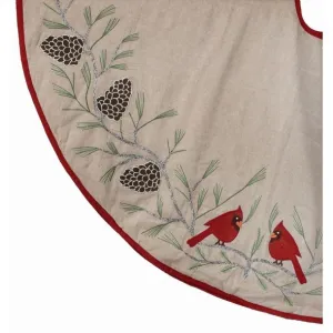 Regency International 54" Embroidered Cardinals On Pine Branch Tree Skirt