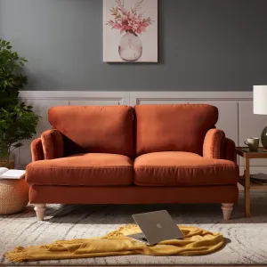 Regent 2 Seater Sofa, Luxury Burnt Orange Velvet