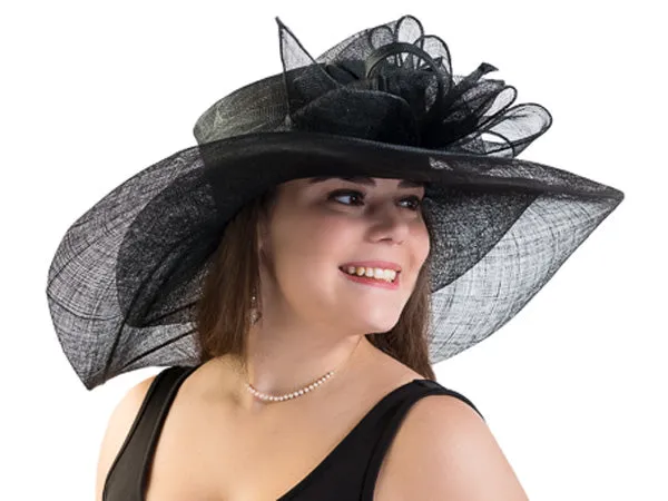 Regina Wide Brim Floppy Sinamay Hat Black