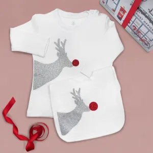 Reindeer Sparkle Christmas T-Shirt and Bib Outfit