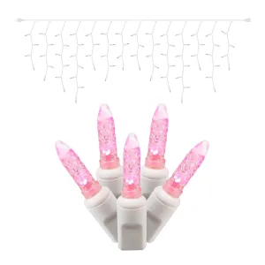 relaxed 70 Red-Pure White M5 LED Icicle Light on White Wire, 9' Christmas Single Mold Light Strand Pink Steady Pink