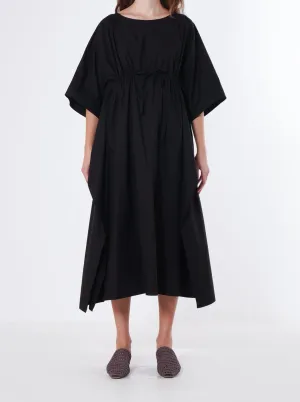 RELAXED TIE WAIST DRESS | BLACK COTTON