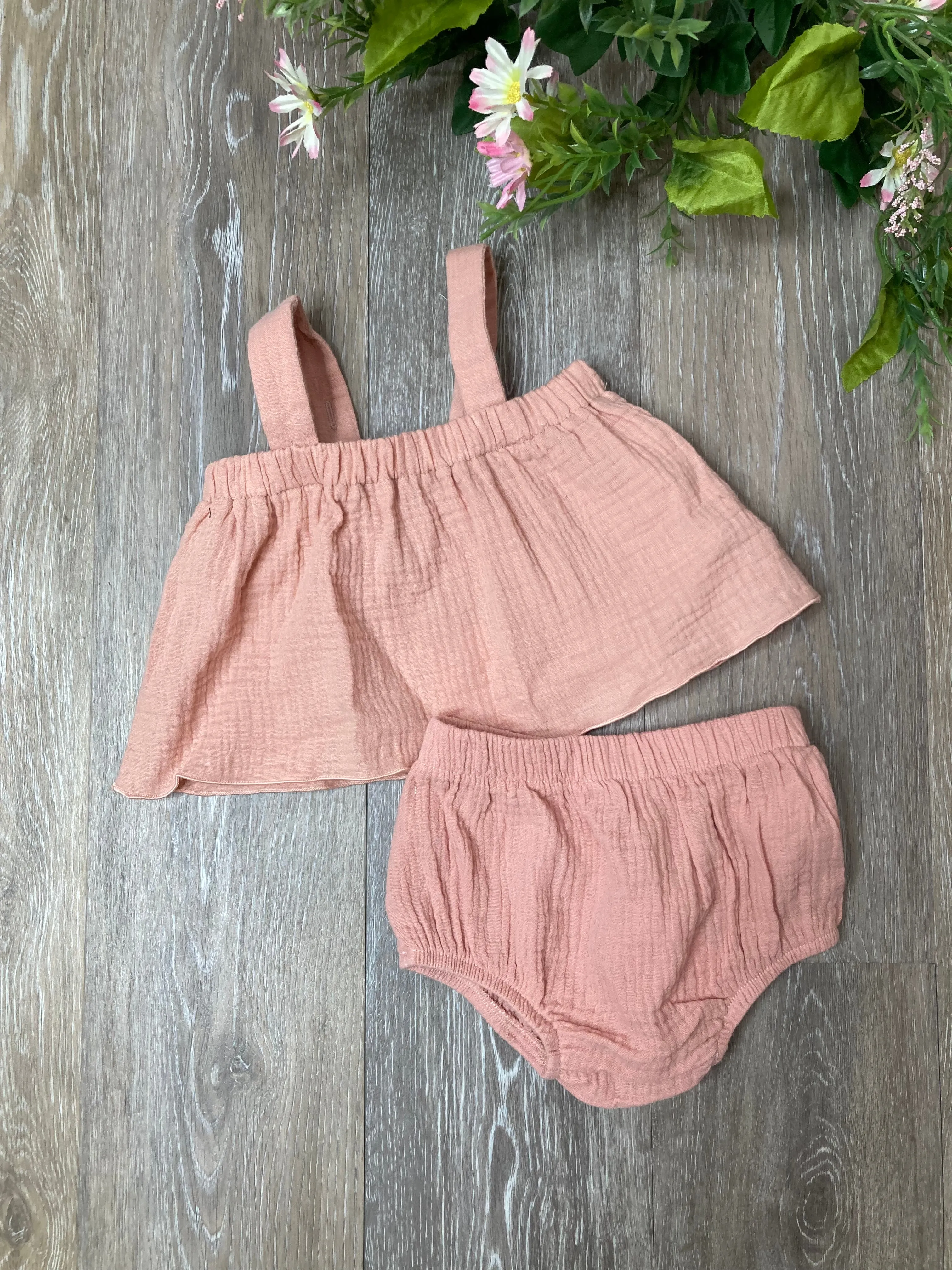 REM Paper Bag Tank & Flowy Short Set in Pink