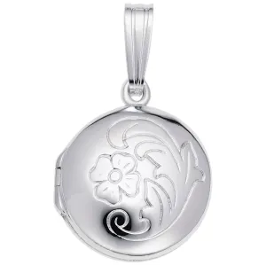 Rembrandt Charms - Circle with Flower Design Locket Charm - 8603