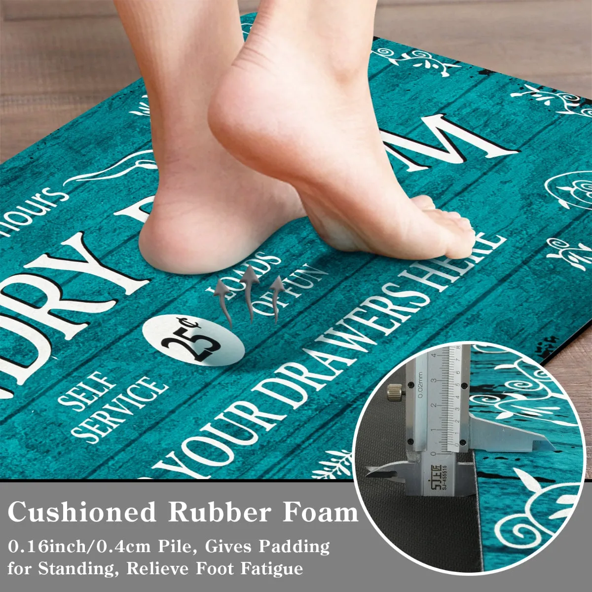 Remi Farmhouse Blue Laundry Room Rug and Mat