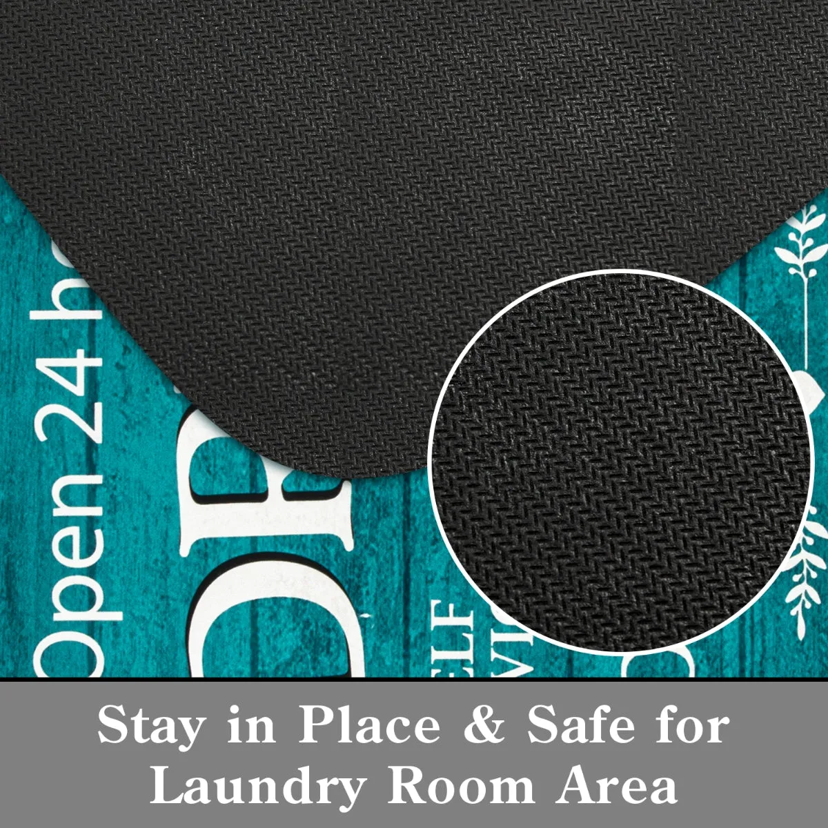 Remi Farmhouse Blue Laundry Room Rug and Mat