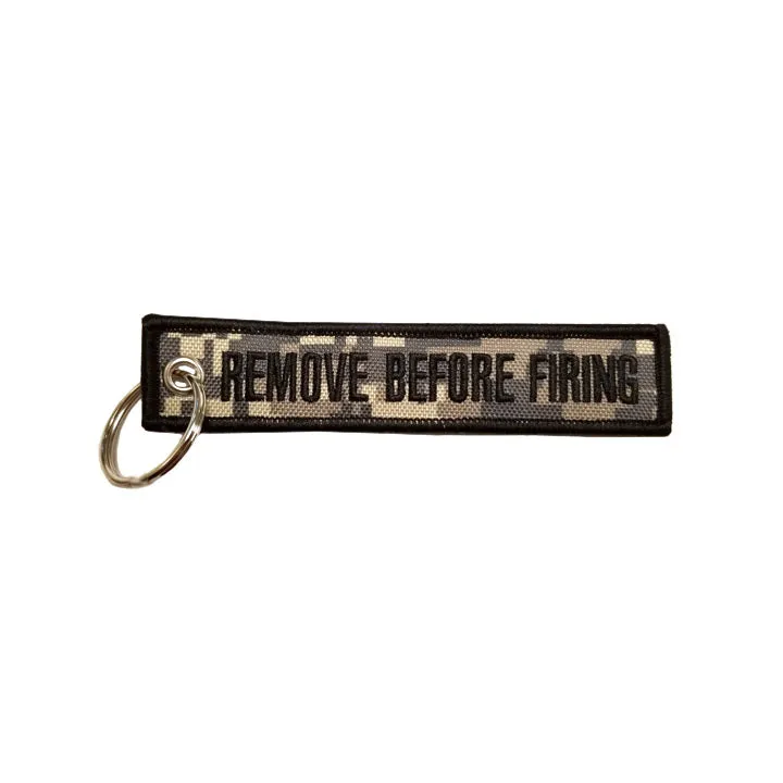 Remove Before Firing Camo Keychain