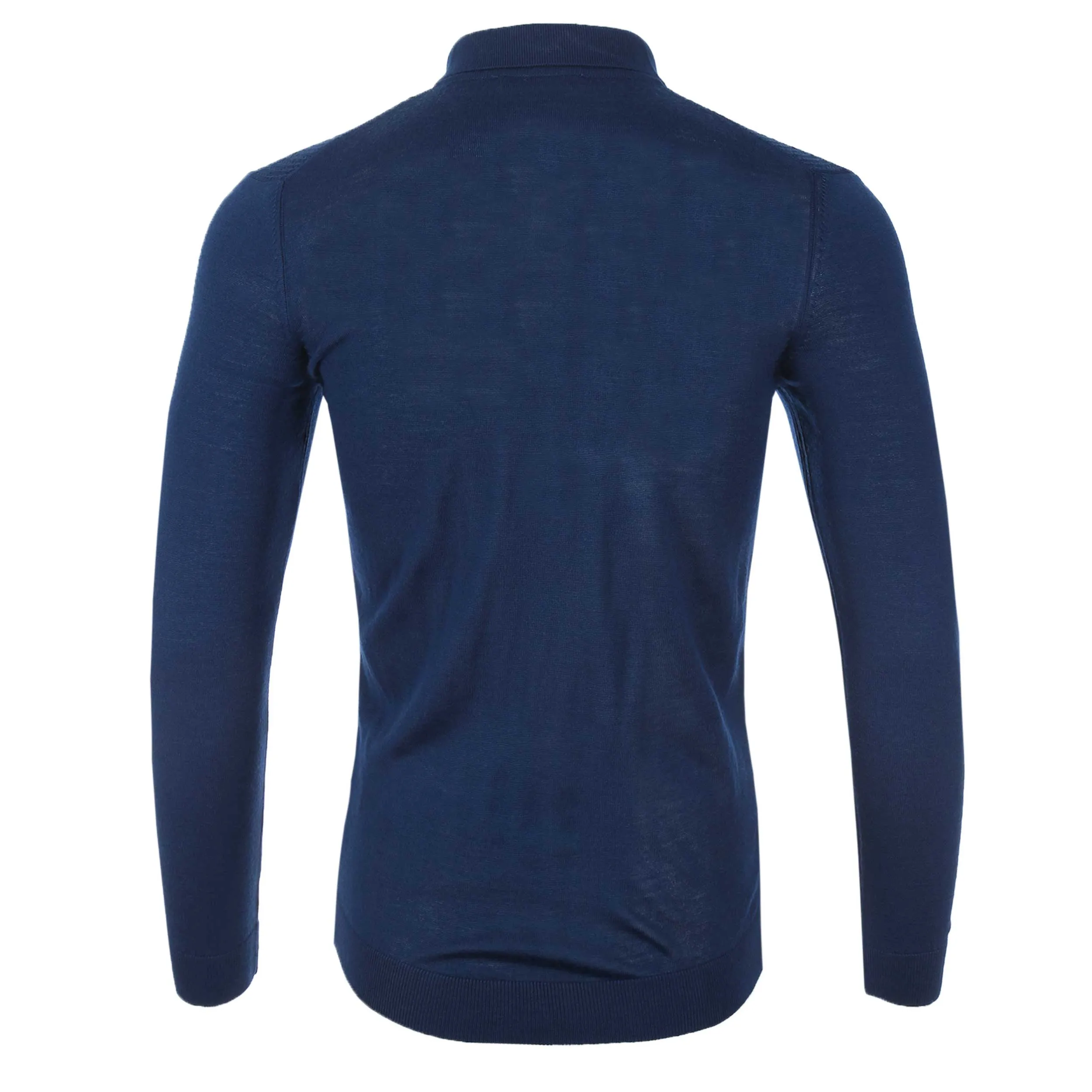 Remus Uomo Waffle Front Knitted Polo in Blue