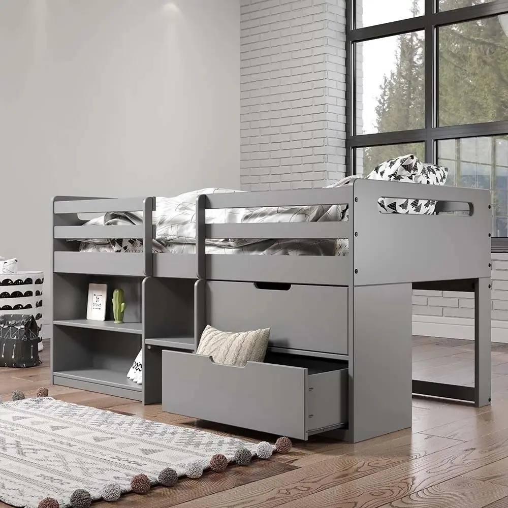 Renata Twin Loft Bed , Gray Finish