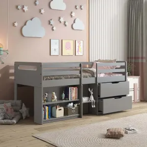 Renata Twin Loft Bed , Gray Finish