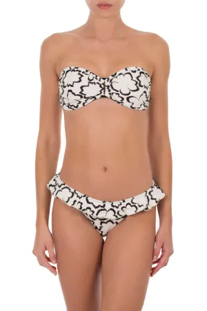 Rene Bandeau Bikini White/Black Floral