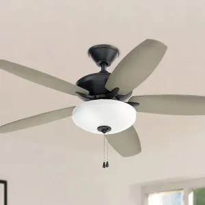 Renew Select 52 Inch Satin Black LED Ceiling Fan with Light Kit and Pull Chain