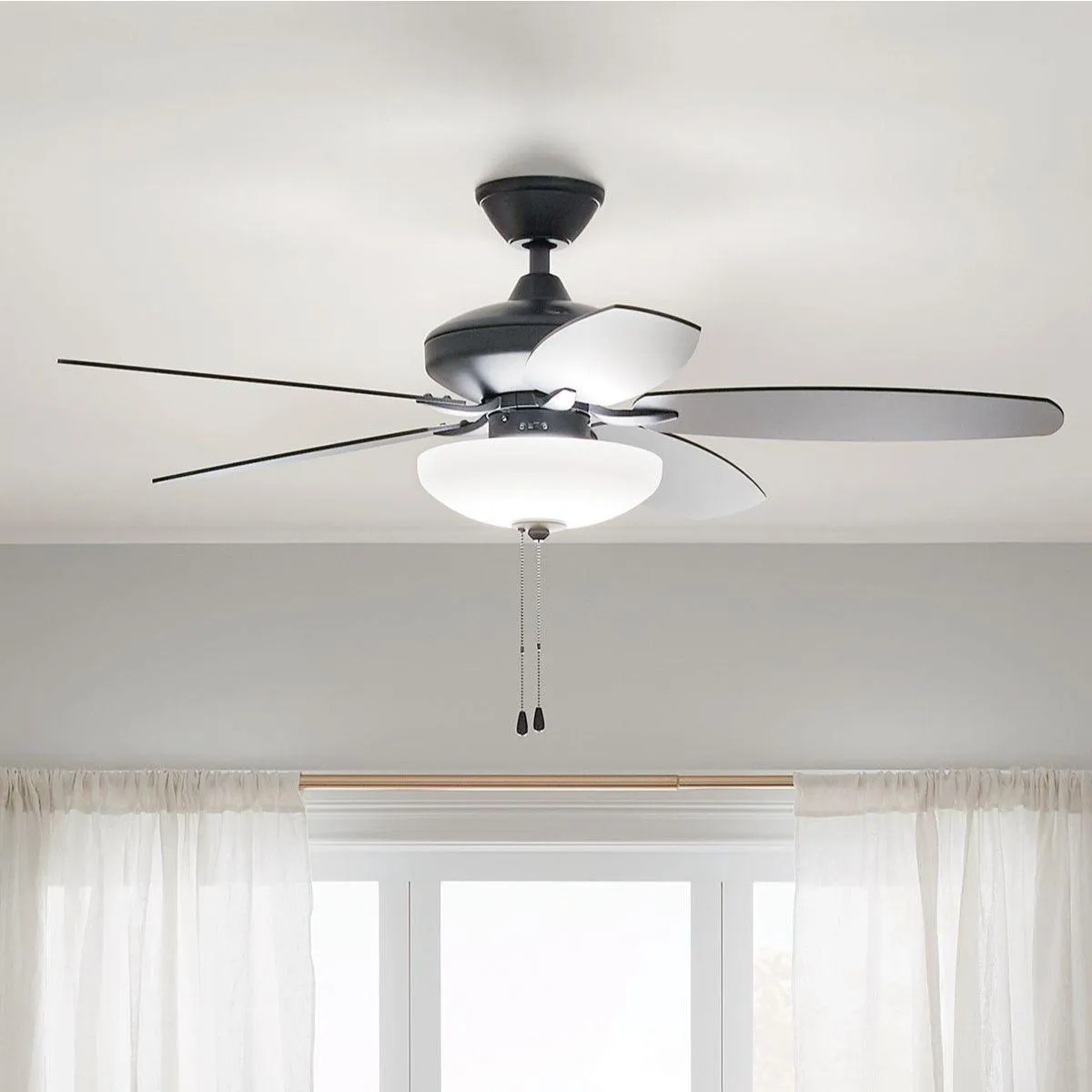 Renew Select 52 Inch Satin Black LED Ceiling Fan with Light Kit and Pull Chain