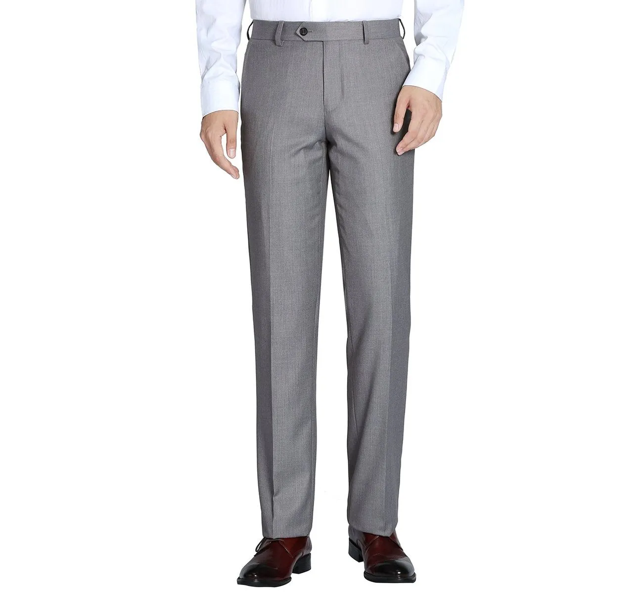 RENOIR Grey Slim Fit Flat Front Wool Suit Pant 508-5