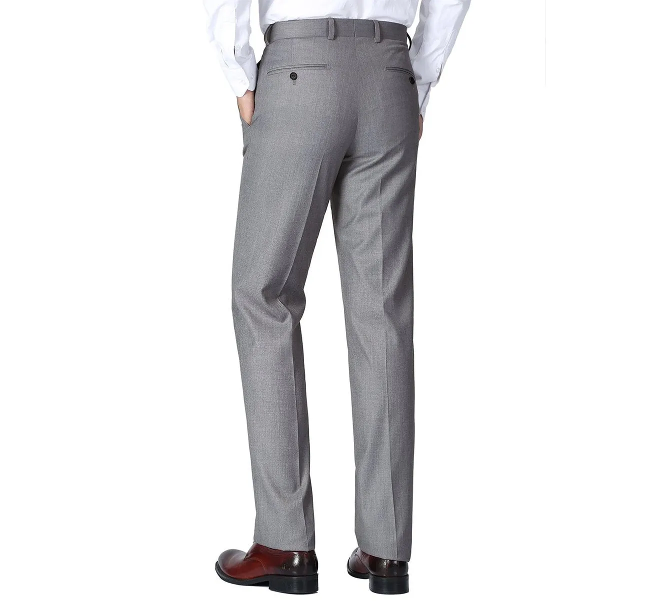 RENOIR Grey Slim Fit Flat Front Wool Suit Pant 508-5