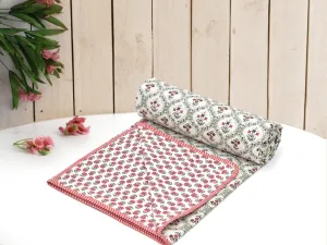 Renown Pure Cotton Soft Reversible Printed Lightweight AC Blanket | Cotton Dohar (REN18, Double)