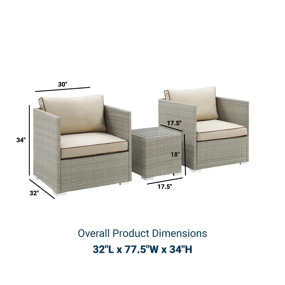 Repose 3 Piece Outdoor Patio Sectional Set