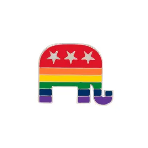 Republican Elephant Rainbow Striped Pins