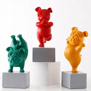 Resin French Bulldog Yoga Sculpture For Children Room Decor