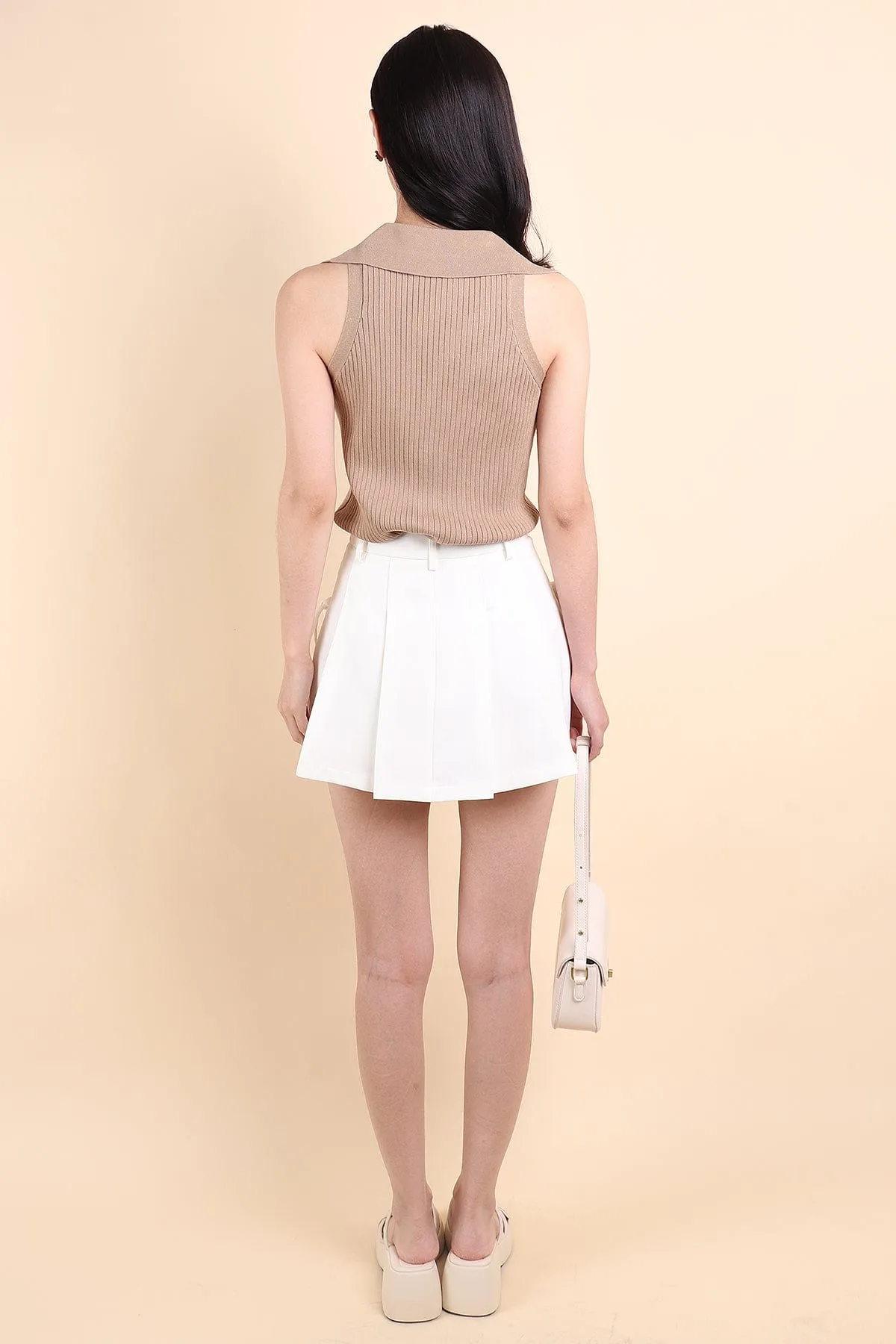 RESTOCKED** CLARE PLEATED TIE-KNOT SKORTS IN WHITE