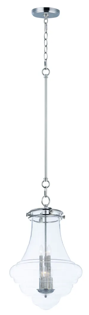 Retro 19" 6 Light Single Pendant in Polished Nickel