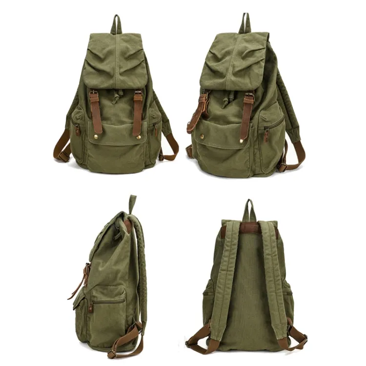 Retro Casual Canvas Travel Backpack 17 Inch Laptop Daypacks(Green)