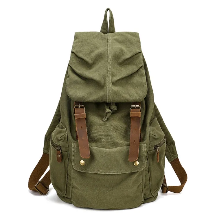 Retro Casual Canvas Travel Backpack 17 Inch Laptop Daypacks(Green)