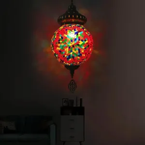 Retro Colorful Glass Sphere Suspension Light with 1/4 Hanging Lamp Heads - Ideal for Restaurants