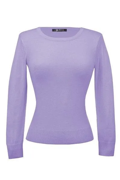 Retro Crew Neck Sweater - Lilac - Size L