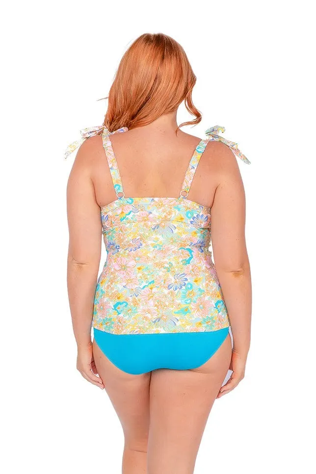 Retro Floral Underwire Tankini Top