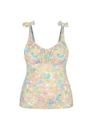 Retro Floral Underwire Tankini Top