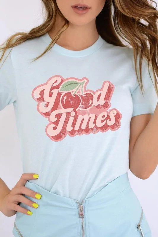 Retro Good Times Cherry Fruit Graphic T Shirt