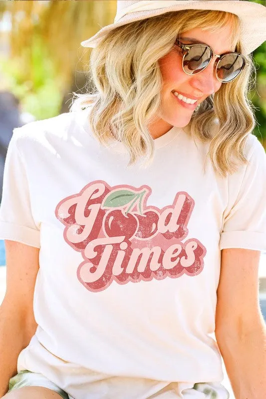 Retro Good Times Cherry Fruit Graphic T Shirt