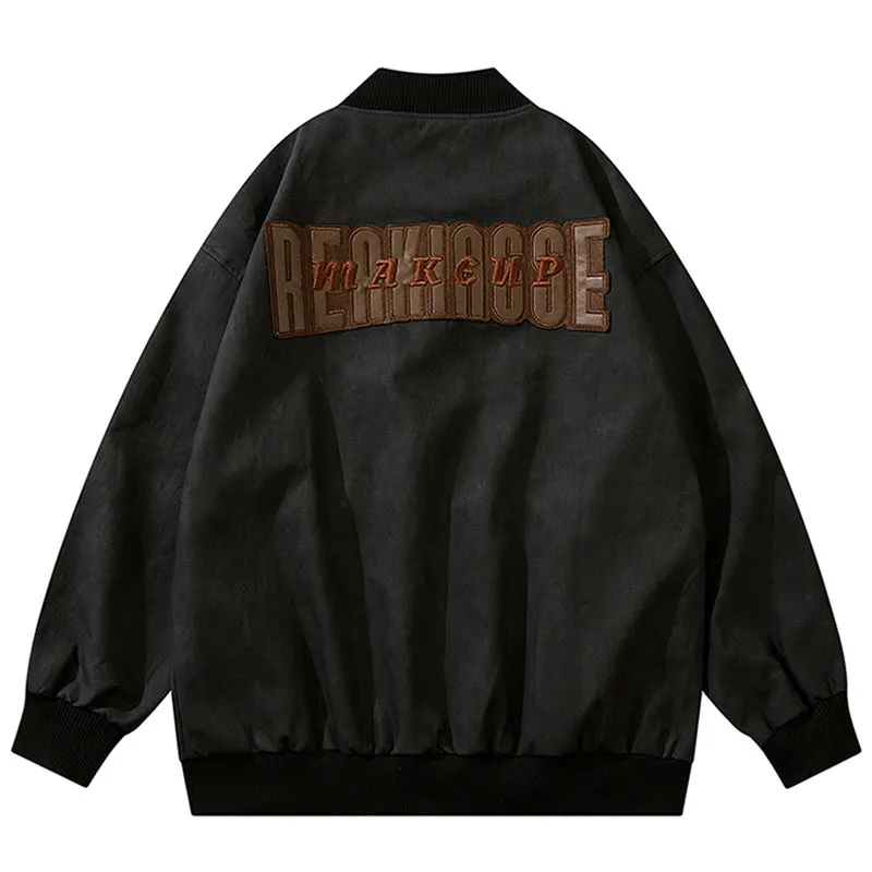 Retro Hip-Hop PU Leather Baseball Jacket