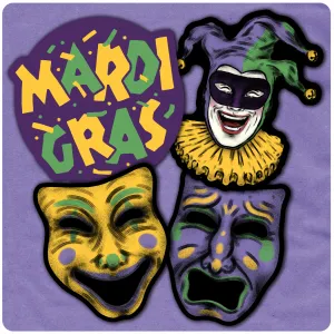 Retro Inspired Mardi Gras Cutout Decoration Set